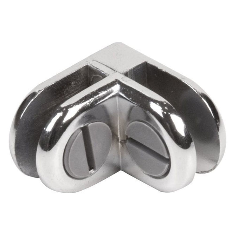 50 Pcs Chrome Metal 2 Way Glass Shelf Connector 3/16" Tempered Glass 90 Degree