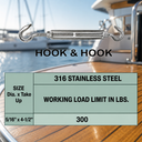 T316 Stainless Steel Marine Hook Hook Jaw Jaw Turnbuckle, Adjustable Rigging Tensioner for Cable, Chain, Rope, and Boat Hardware