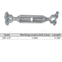 TURNBUCKLES - GALVANIZED, DROP FORGED CARBON STEEL