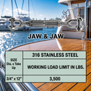 T316 Stainless Steel Marine Hook Hook Jaw Jaw Turnbuckle, Adjustable Rigging Tensioner for Cable, Chain, Rope, and Boat Hardware