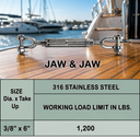 T316 Stainless Steel Marine Hook Hook Jaw Jaw Turnbuckle, Adjustable Rigging Tensioner for Cable, Chain, Rope, and Boat Hardware
