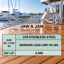 T316 Stainless Steel Marine Hook Hook Jaw Jaw Turnbuckle, Adjustable Rigging Tensioner for Cable, Chain, Rope, and Boat Hardware