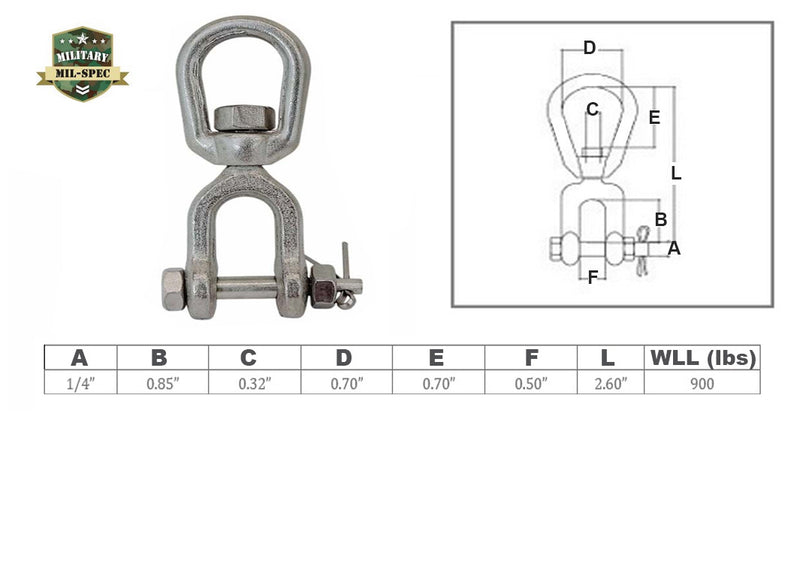 Mil Spec Jaw & Eye Marine Mooring Swivel T316 Stainless Steel Drop Forged