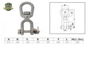 Mil Spec Jaw & Eye Marine Mooring Swivel T316 Stainless Steel Drop Forged
