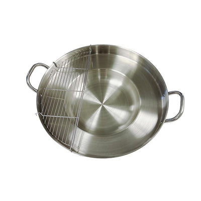 Heavy duty 23'' Stainless Steel Concave Comal Frying Pan Wok Grill Griddle Rack