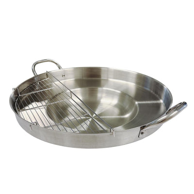 Heavy duty 23'' Stainless Steel Concave Comal Frying Pan Wok Grill Griddle Rack