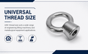 5 Pcs 5/16" T316 Stainless Steel Eye Nut – 800 lb Lifting Eye Nut UNC Thread for Marine, Boat, Rigging & Lifting Applications