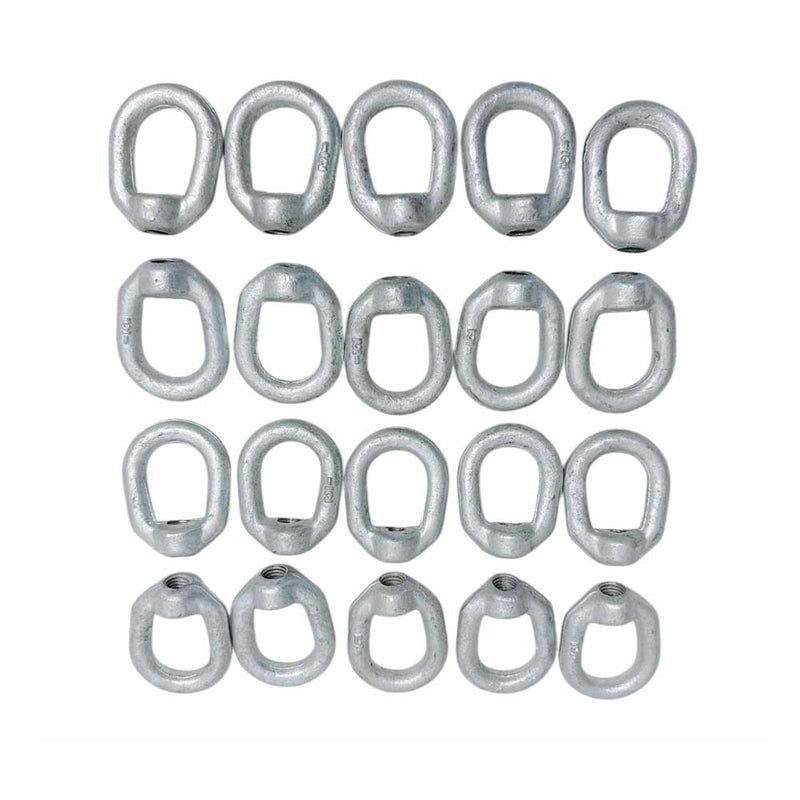 20 Pc Hot Dipped Galvanized 1/2" Eye Nut with 5/8"-11 UNC Tap 3,600 Lbs WLL