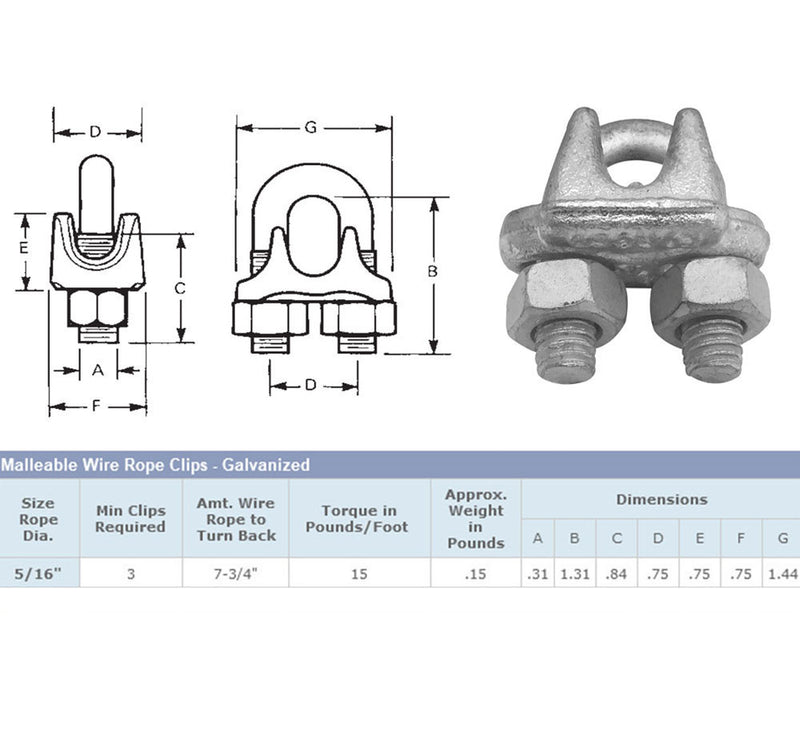 10 Pc Marine Wire Rope Clip Cable Clamp 5/16&