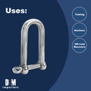 5 Pc 5/16'' Captive Pin Long D-Shackle Stainless Steel For Boat Marine 500 Lbs