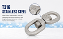 Mil Spec Marine T316 Stainless Steel Drop Forged 5/8" Eye Eye Swivel 6,000 Lb WLL