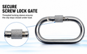 T316 Stainless Steel 5/16" Carabiner Clip Spring Snap Hook Oval Shape With Lock Nut 400 Lbs WLL