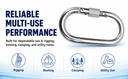 T316 Stainless Steel 5/16" Carabiner Clip Spring Snap Hook Oval Shape With Lock Nut 400 Lbs WLL