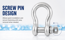 Mil Spec Marine T316 Drop Forged Stainless Steel 3/8" Screw Pin Anchor Shackle 1,500 Lbs WLL