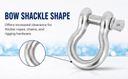 Mil Spec Marine T316 Drop Forged Stainless Steel 3/8" Screw Pin Anchor Shackle 1,500 Lbs WLL