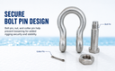 Mil-Spec Marine T316 Stainless Steel Drop Forged 5/8" Bolt Pin Anchor Shackle 4,000 Lbs WLL