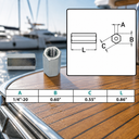 Marine Grade T316 Stainless Steel Hex Coupling Nut, Fully Threaded Connecting Nut for Rods, Bolts, Studs - PACK 4