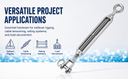 4 Pcs Marine T316 Stainless Steel 3/16" x 2-1/4" Jaw Eye Turnbuckles for Cable Rope 320 Lbs WLL