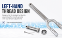 4 Pcs T316 Stainless Steel 3/8" Drop Forged Turnbuckle Jaw LEFT HAND Thread 1,200 Lbs WLL