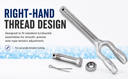 Non-Magnetic T316 Stainless Steel 5/16" Drop Forged Turnbuckle Jaw RIGHT HAND Thread 800 Lbs WLL