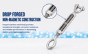 Mil-spec T316 Stainless Steel 3/4" x 6" Jaw Eye Turnbuckle 5200 Lbs WLL
