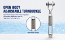 Mil-spec T316 Stainless Steel 3/4" x 6" Jaw Eye Turnbuckle 5200 Lbs WLL