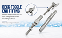 T316 Marine Grade Stainless Steel Cable Deck Toggle & Swageless Turnbuckle – Tensioner for Railing, Balustrade, Boat Rigging & Outdoor Wire Rope Projects