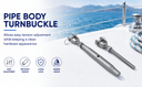 Marine T316 Stainless Steel 5/8" Jaw & Jaw Pipe Turnbuckle 2,800 lbs WLL Rigging