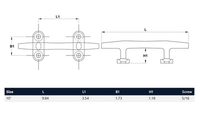 Blue Water Open Base Cleat Stainless Steel for Rope Tie on Boat Yacht Kayak
