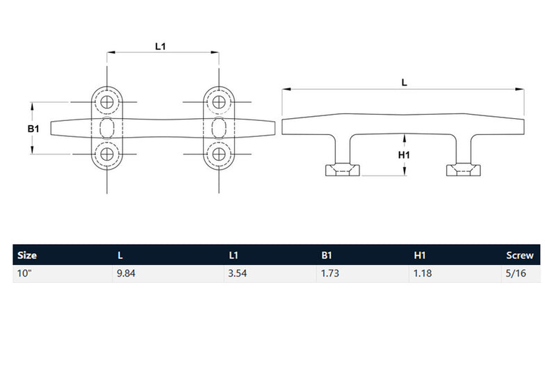 Blue Water Open Base Cleat Stainless Steel for Rope Tie on Boat Yacht Kayak