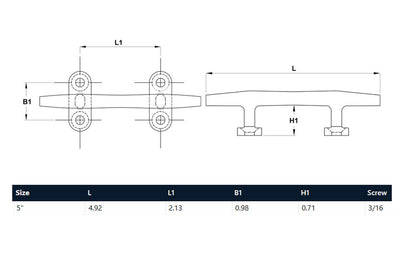 Blue Water Open Base Cleat Stainless Steel for Rope Tie on Boat Yacht Kayak