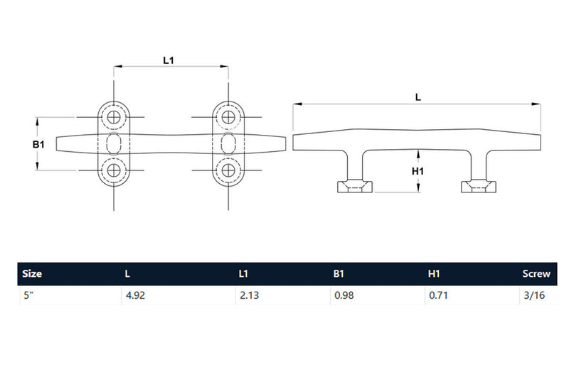 Blue Water Open Base Cleat Stainless Steel for Rope Tie on Boat Yacht Kayak