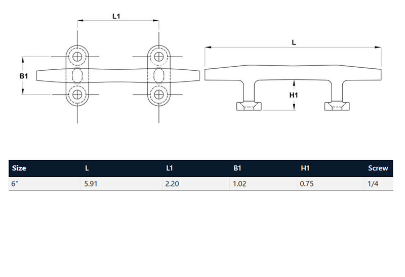 Blue Water Open Base Cleat Stainless Steel for Rope Tie on Boat Yacht Kayak