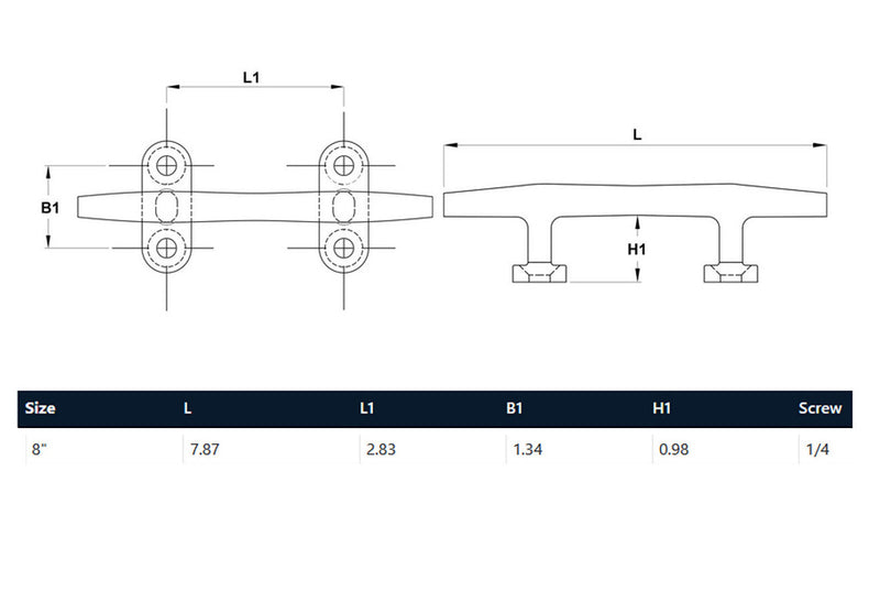 Blue Water Open Base Cleat Stainless Steel for Rope Tie on Boat Yacht Kayak