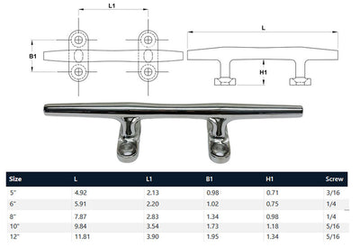 Blue Water Open Base Cleat Stainless Steel for Rope Tie on Boat Yacht Kayak