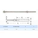 Stainless Steel Swage Threaded Stud End Fitting for 1/8",1/4",3/16" Cable Size