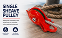 1.5 Ton (3,000 lbs WLL) Single Sheave Snatch Block Pulley with Shackle – Heavy Duty Cable Wire Rope Pulley for Rigging, Lifting & Yarding