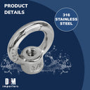 1/2" SS316 Lifting Eye Nut Boat Marine With 2,000 Lbs Capacity UNC Tap