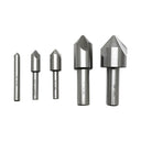 5 PC 3 Flute HSS Countersink 1/4", 3/8", 1/2", 3/4" & 1" Set