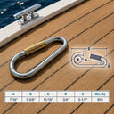 T304 Stainless Steel Quick Link with Spring Loaded Lock, Copper Spring Gate Connector for Chain, Rope, Cable - PACK 4