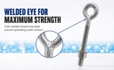 4 Pcs Marine T316 Stainless Steel 1/2" x 6" Welded Plain Eye Bolt 1,800 Lbs WLL