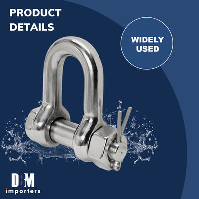 5 PC Stainless Steel 3/16" Marine Bolt Screw Pin Chain Shackle D Anchor 500 LB