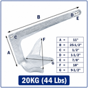 Heavy Duty Bruce Claw Anchor, Hot Dipped Galvanized Steel Boat Anchor for Yacht, Sailboat, Marine Docking