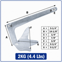 Heavy Duty Bruce Claw Anchor, Hot Dipped Galvanized Steel Boat Anchor for Yacht, Sailboat, Marine Docking