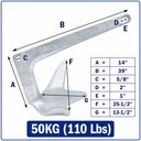 Heavy Duty Bruce Claw Anchor, Hot Dipped Galvanized Steel Boat Anchor for Yacht, Sailboat, Marine Docking