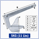 Heavy Duty Bruce Claw Anchor, Hot Dipped Galvanized Steel Boat Anchor for Yacht, Sailboat, Marine Docking