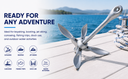 13 lb Folding Grapnel Anchor, Hot Dipped Galvanized Boat Anchor for Kayak, Jet Ski, Canoe & Small Watercraft