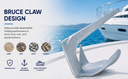 Heavy Duty 80KG (176 Lbs) Bruce Claw Anchor, Hot Dipped Galvanized Steel Boat Anchor for Yacht, Sailboat, Marine Docking, Mooring, Sand, Mud, Rock, and Gravel Bottoms