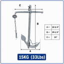 Heavy Duty Hot Dipped Galvanized Foldable Admiralty Anchor, Boat Kedge Anchor for Yacht, Sailboat, Docking, Mooring, and Marine Use