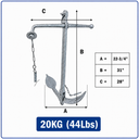 Heavy Duty Hot Dipped Galvanized Foldable Admiralty Anchor, Boat Kedge Anchor for Yacht, Sailboat, Docking, Mooring, and Marine Use